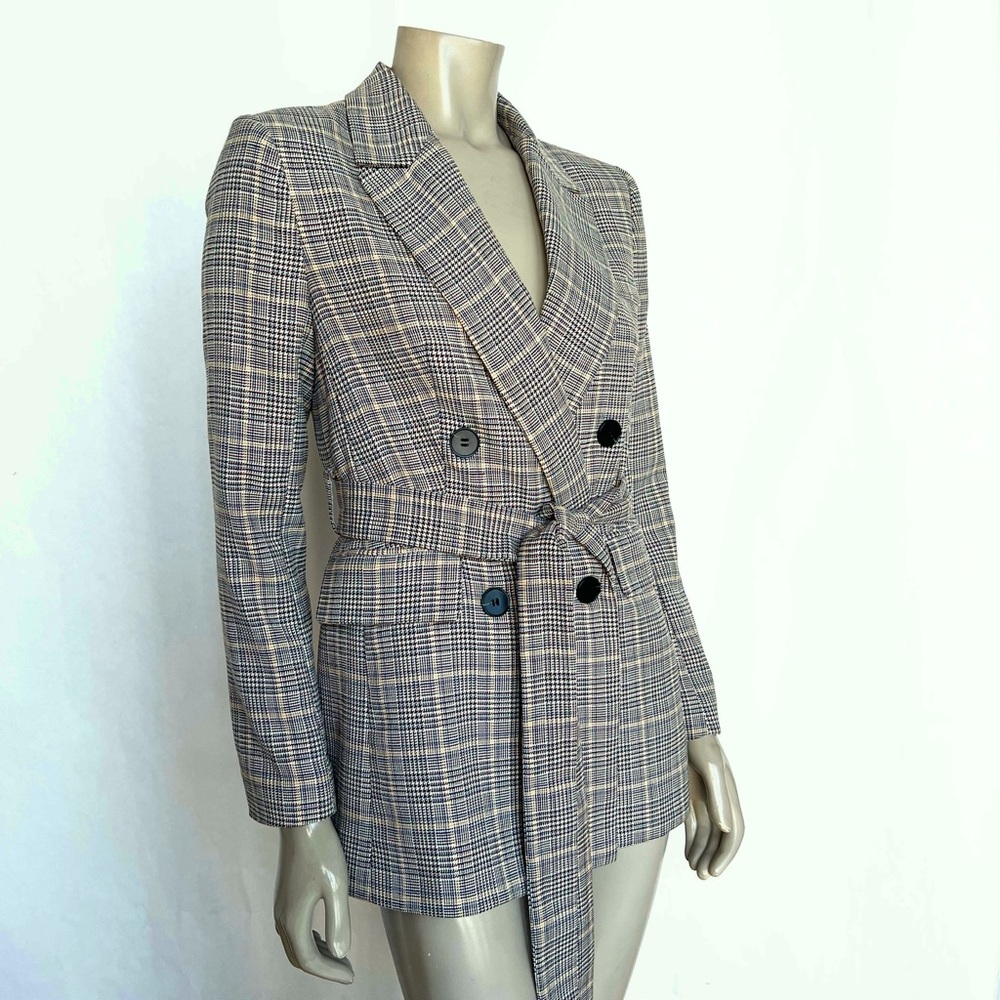 Plaid Double-Breasted Women's Blazer